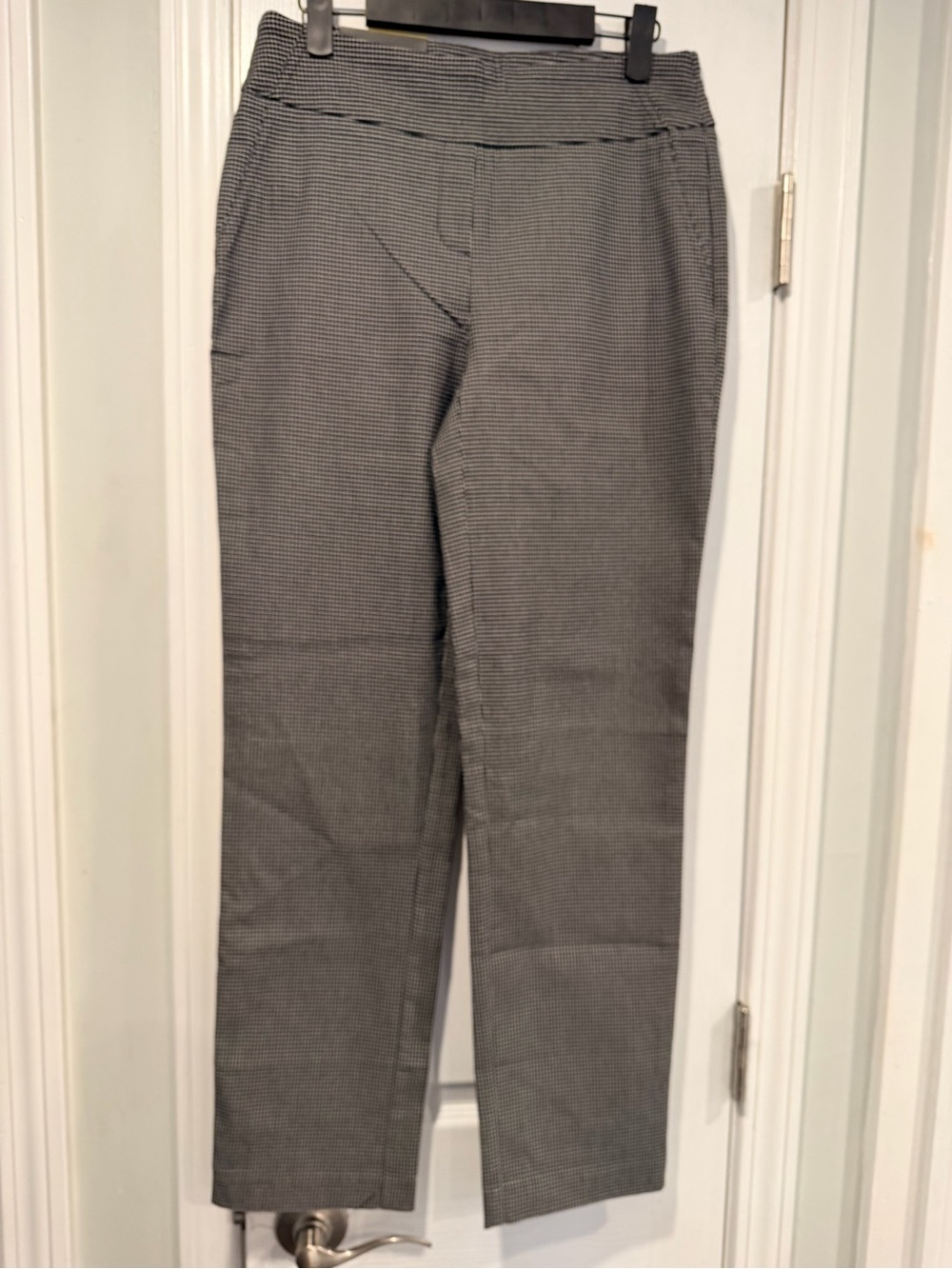 NWT Hilary Radley Size S Black White Check Slim Stret Pull On Control Pants